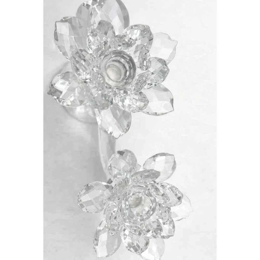 SORELLE Crystal Lotus Candle Holders Set Of 3 Convertible Candelabra Candlestick